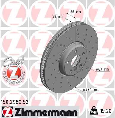ZIMMERMANN 150.2980.52 Fren Sistemleri Fren Diski - BMW 3 (G20, G80, G28) uyumlu
