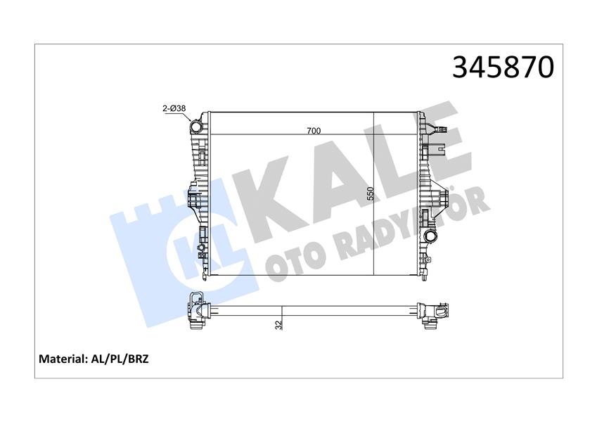 KALE OTO RADYATÖR 345870 Soğutma Sistemi Su Soğutucu & Parçaları - PORSCHE CAYENNE (92A) uyumlu