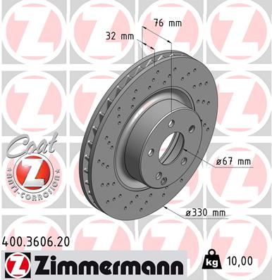 ZIMMERMANN 400.3606.20 Fren Sistemleri Fren Diski - MERCEDES-BENZ S-SERISI (W220, V220) uyumlu