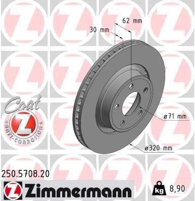 ZIMMERMANN 250.5708.20 Fren Sistemleri Fren Diski - FORD USA MUSTANG Coupe uyumlu
