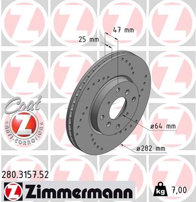 ZIMMERMANN 280.3157.52 Fren Sistemleri Fren Diski - HONDA ACCORD VI (CK, CG, CH, CF, CL) uyumlu