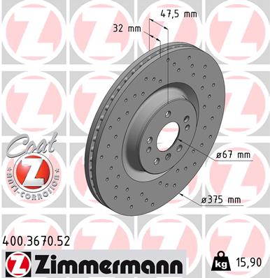 ZIMMERMANN 400.3670.52 Fren Sistemleri Fren Diski - MERCEDES-BENZ GL-SERISI (X164) uyumlu