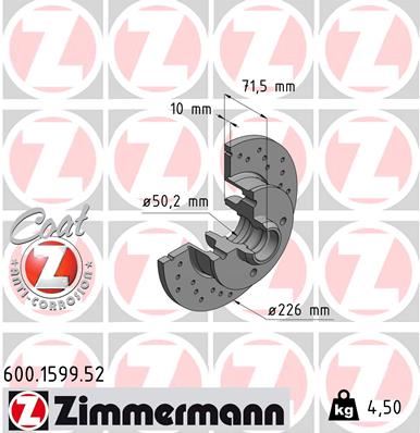 ZIMMERMANN 600.1599.52 Fren Sistemleri Fren Diski - VW GOLF II (19E, 1G1) uyumlu