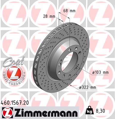 ZIMMERMANN 460.1567.20 Fren Sistemleri Fren Diski - PORSCHE 911 (993) uyumlu