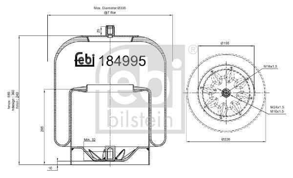 FEBI BILSTEIN 184995 Süspansiyon Sistemi Süspansiyon Körüğü - MERCEDES-BENZ AXOR 2 uyumlu
