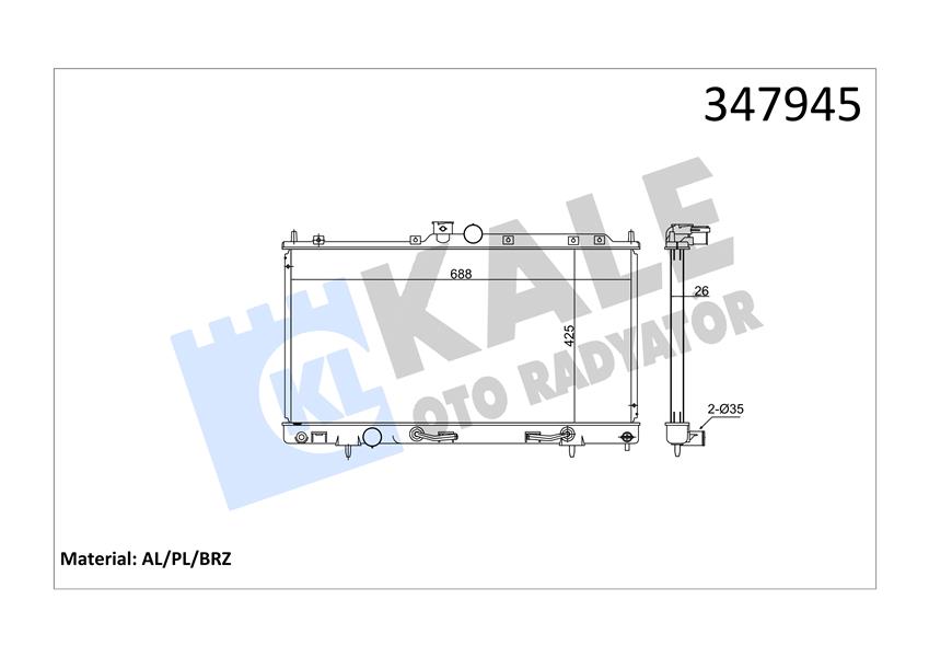KALE OTO RADYATÖR 347945 Soğutma Sistemi Su Soğutucu & Parçaları - MITSUBISHI OUTLANDER I (CU_W) uyumlu