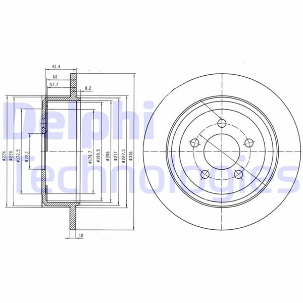 DELPHI BG4159 Fren Sistemleri Fren Diski - JEEP CHEROKEE (KK) uyumlu