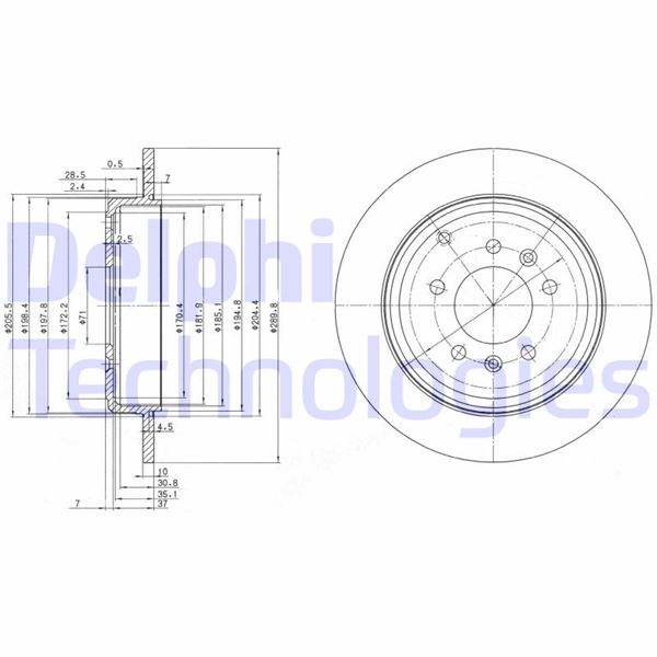 DELPHI BG3684 Fren Sistemleri Fren Diski - PEUGEOT 607 (9D, 9U) uyumlu