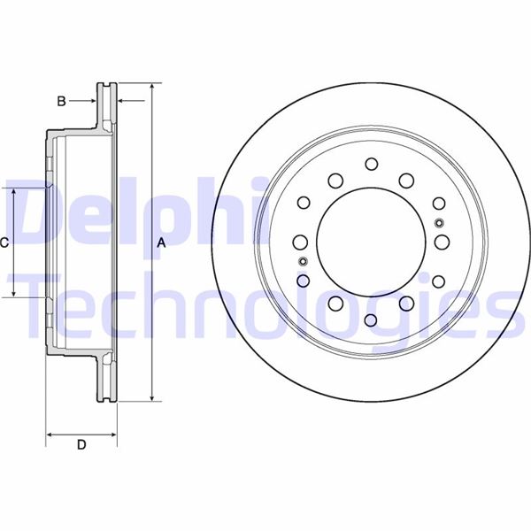 DELPHI BG4747C Fren Sistemleri Fren Diski - TOYOTA LAND CRUISER PRADO (_J15_) uyumlu
