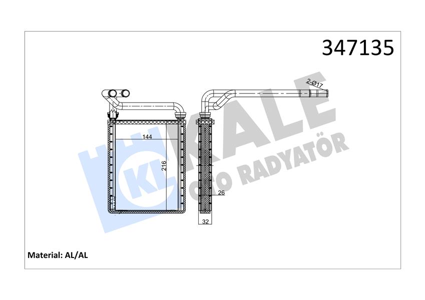 KALE OTO RADYATÖR 347135 İklimlendirme Sistemi İç Mekan Isı Değiştirici - TOYOTA COROLLA (_E12_) uyumlu