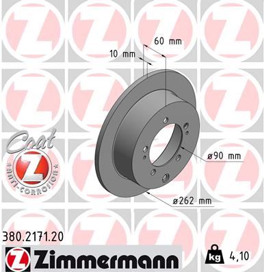 ZIMMERMANN 380.2171.20 Fren Sistemleri Fren Diski - MITSUBISHI ECLIPSE II (D3_A) uyumlu