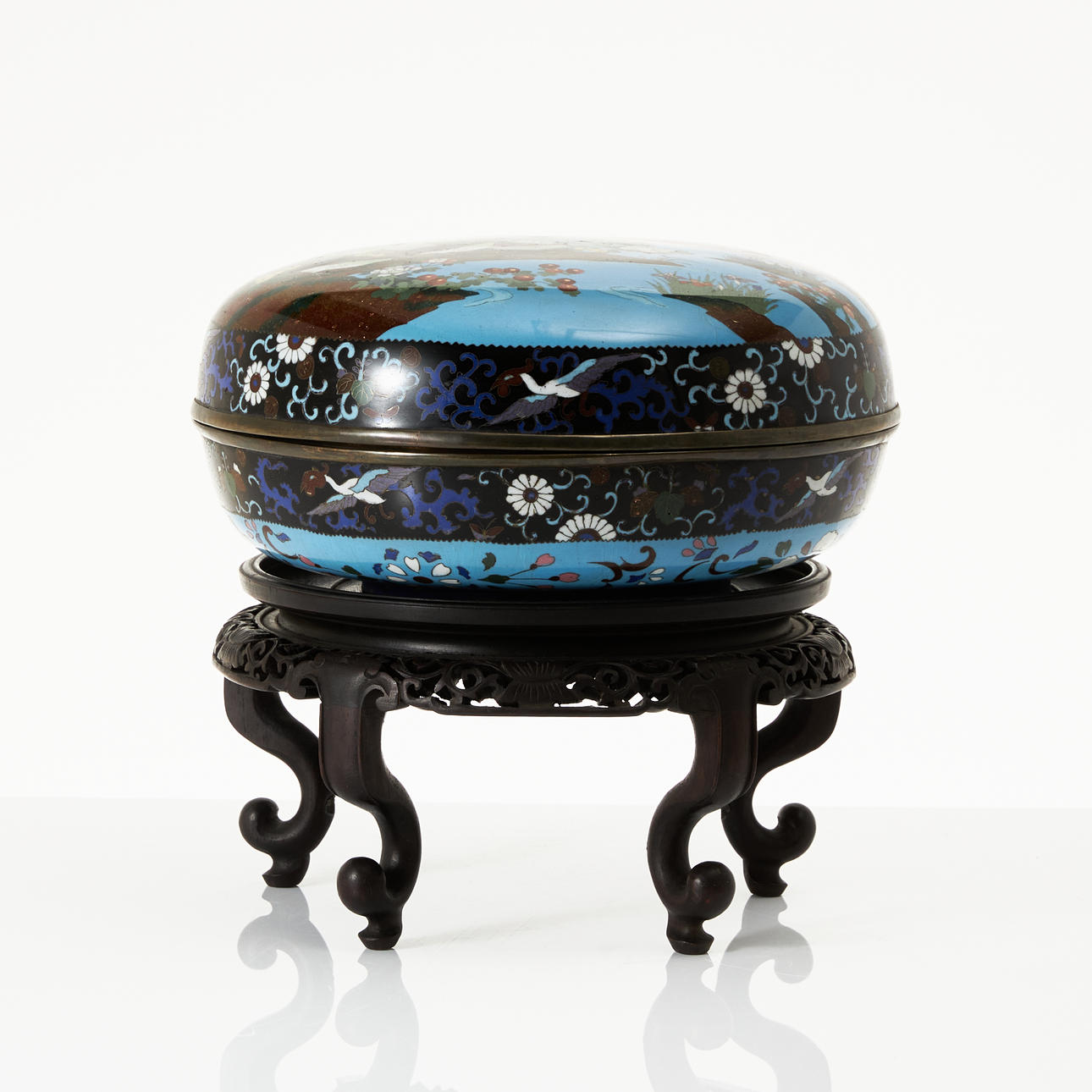 Cloisonné Box with Quails and Peonies