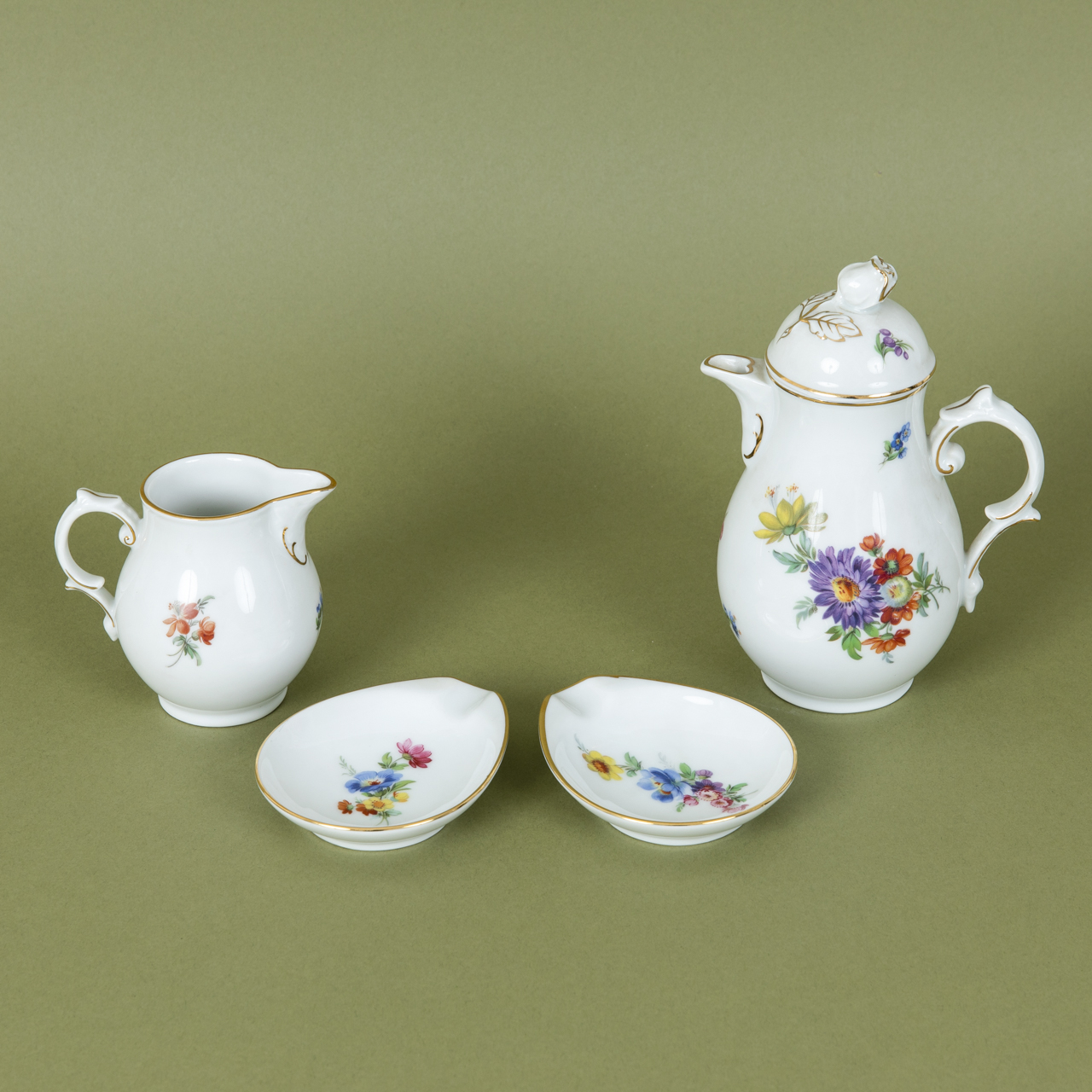 4-piece Konvolut, "Bunte Blume" Decor, Fürstenberg