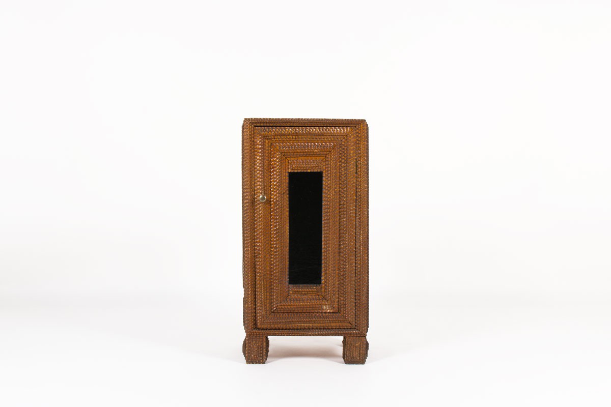 Carved Oak Brutalist Design Cabinet