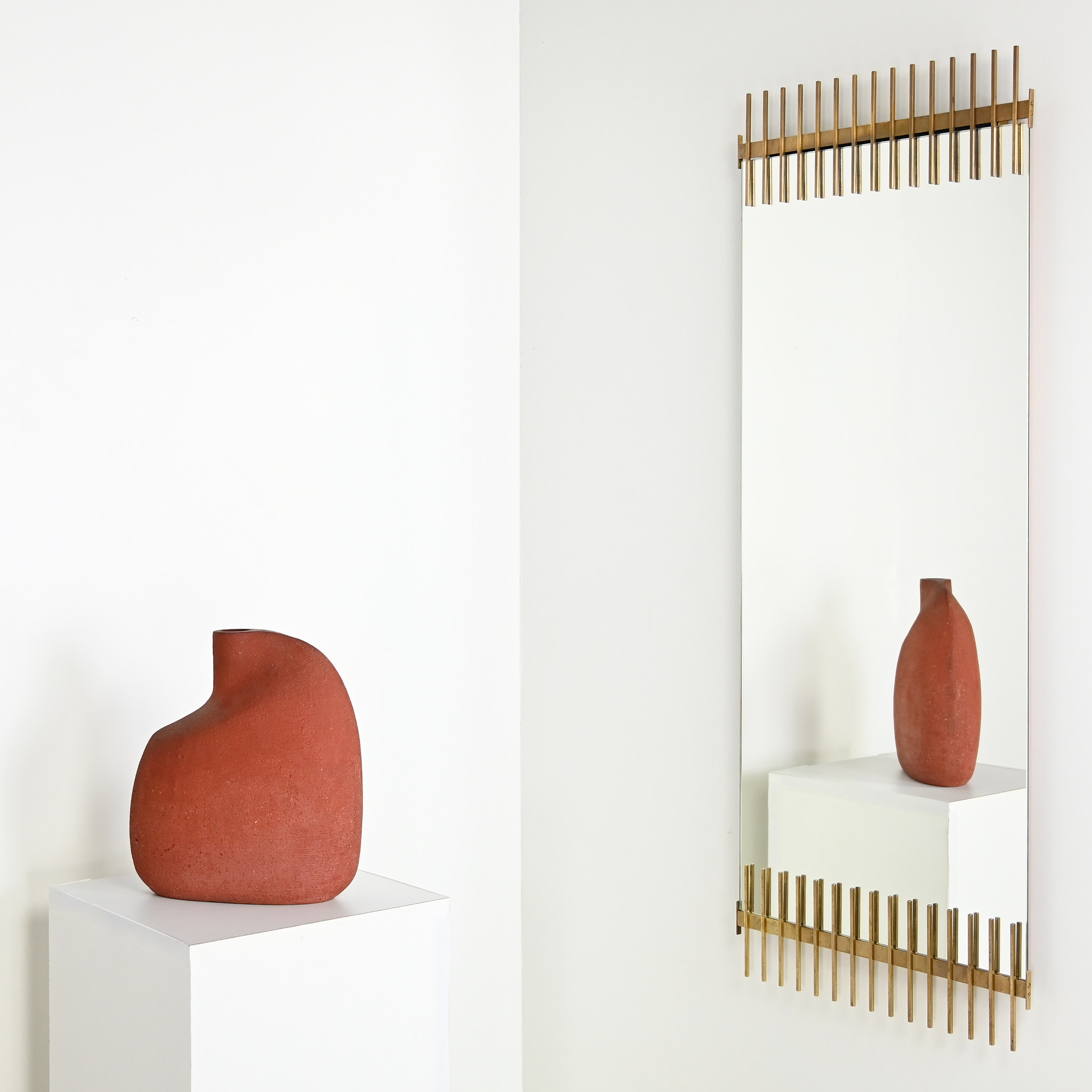 Ettore Sottsass Brass Mirror