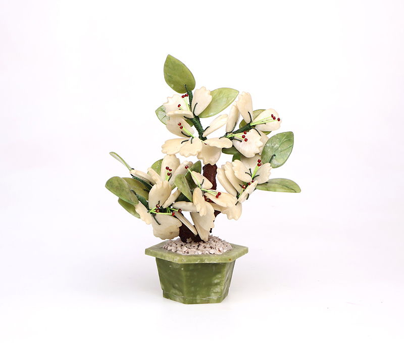 Vintage Jade Bonsai Tree with Blossoms