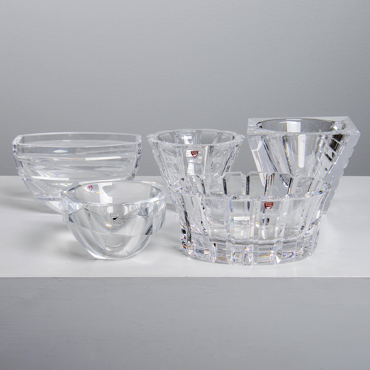 Set of 5 Glass Bowls by Lagerbielke and Johansson for Orrefors