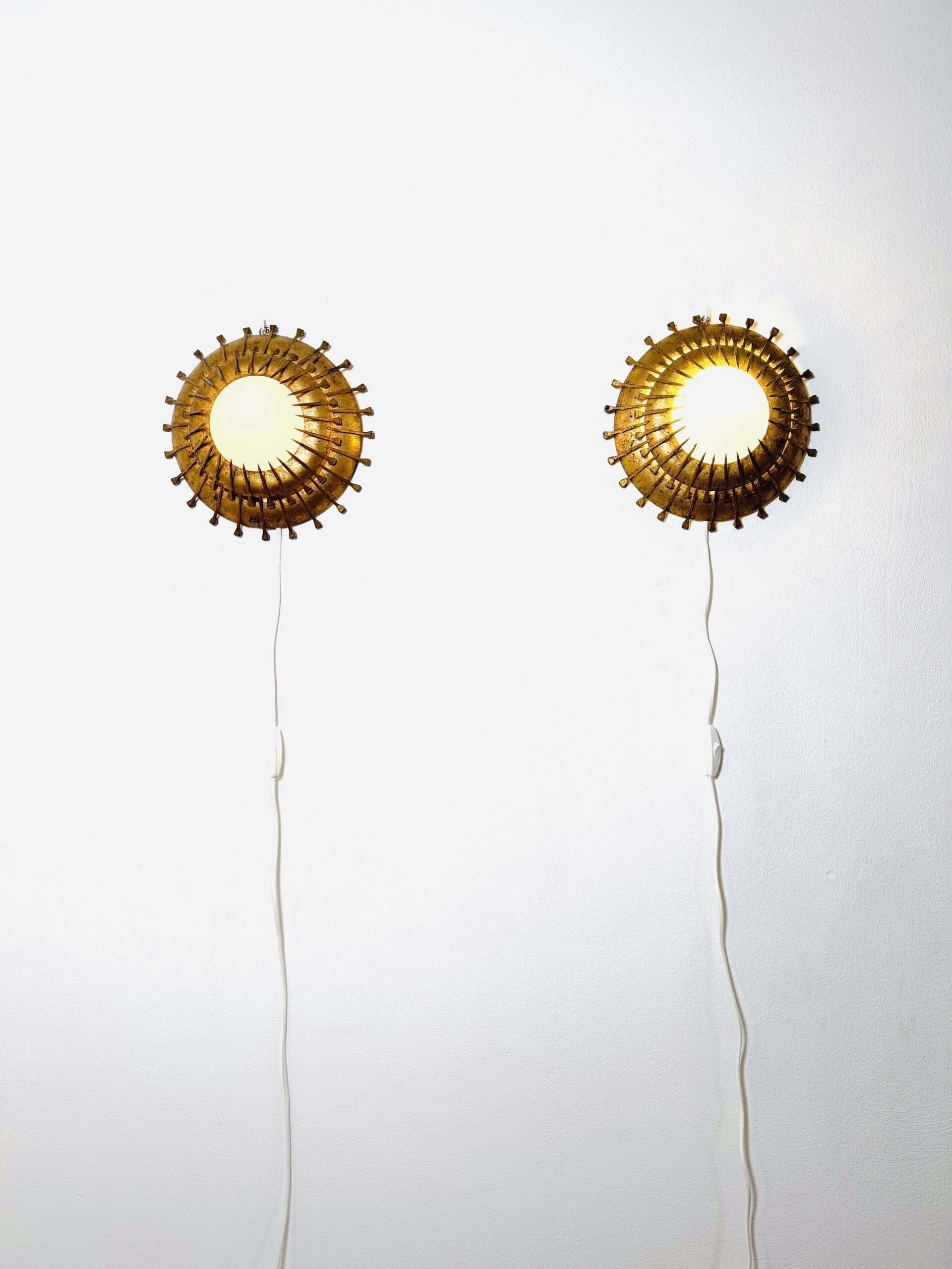Brutalist Sunburst Wall Lights - Set of 2