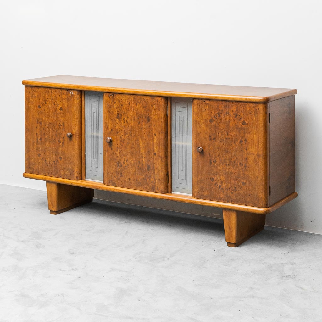 Vintage Walnut Sideboard with Decorative Inserts