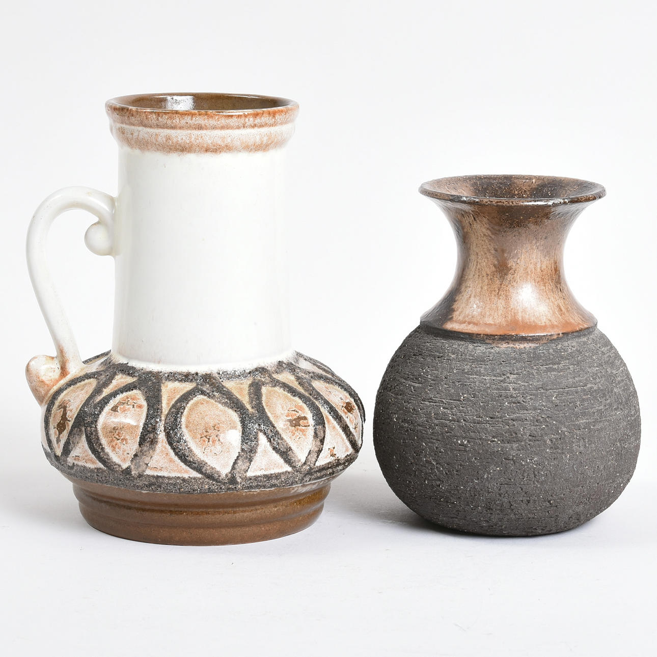 Set of 2 Glazed Ceramic Vases