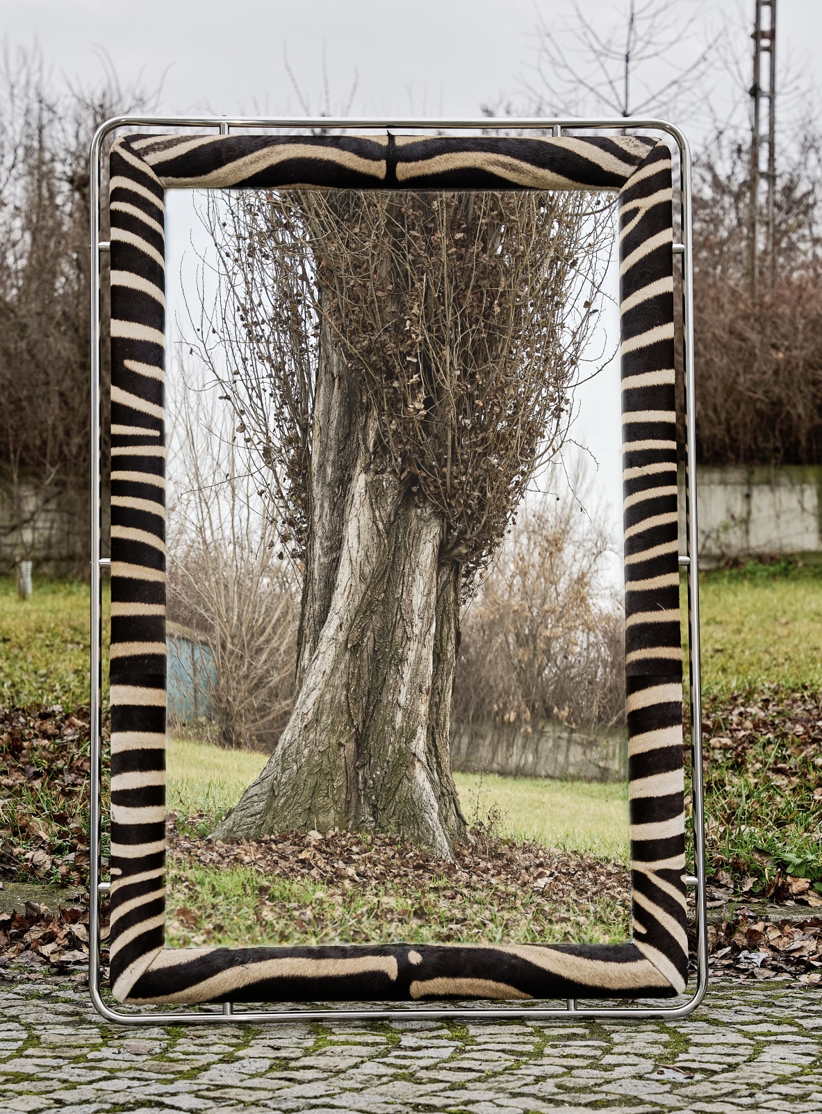 XL Zebra Standing Mirror