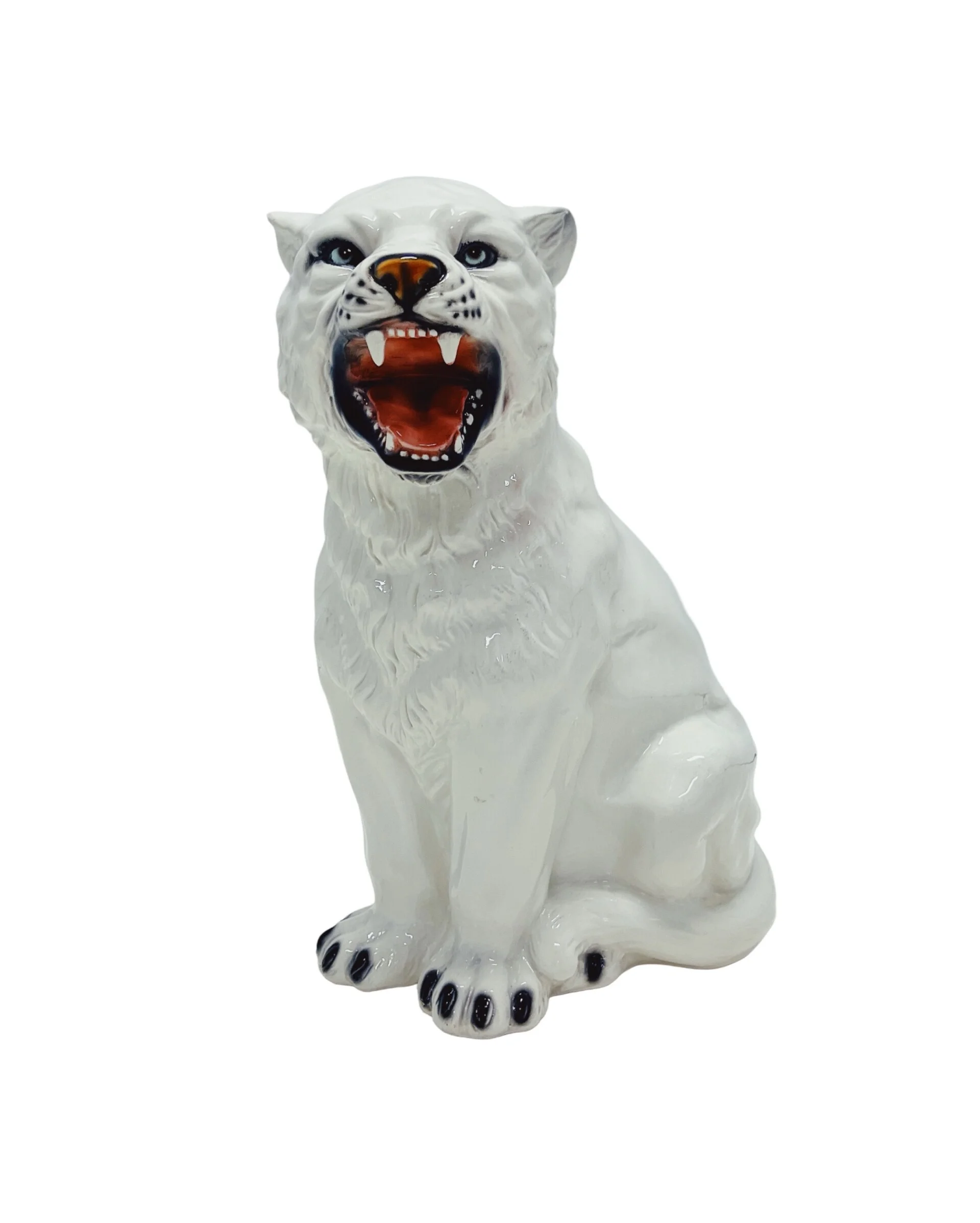 White Ceramic Tiger Sculpture