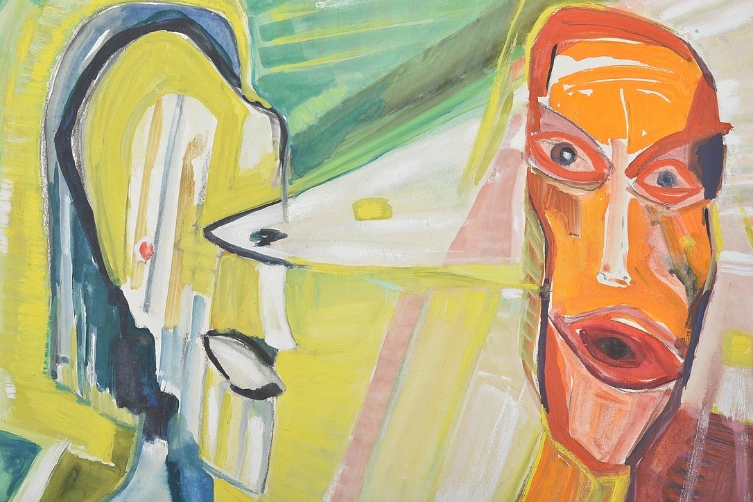 Abstract Faces Watercolor Painting