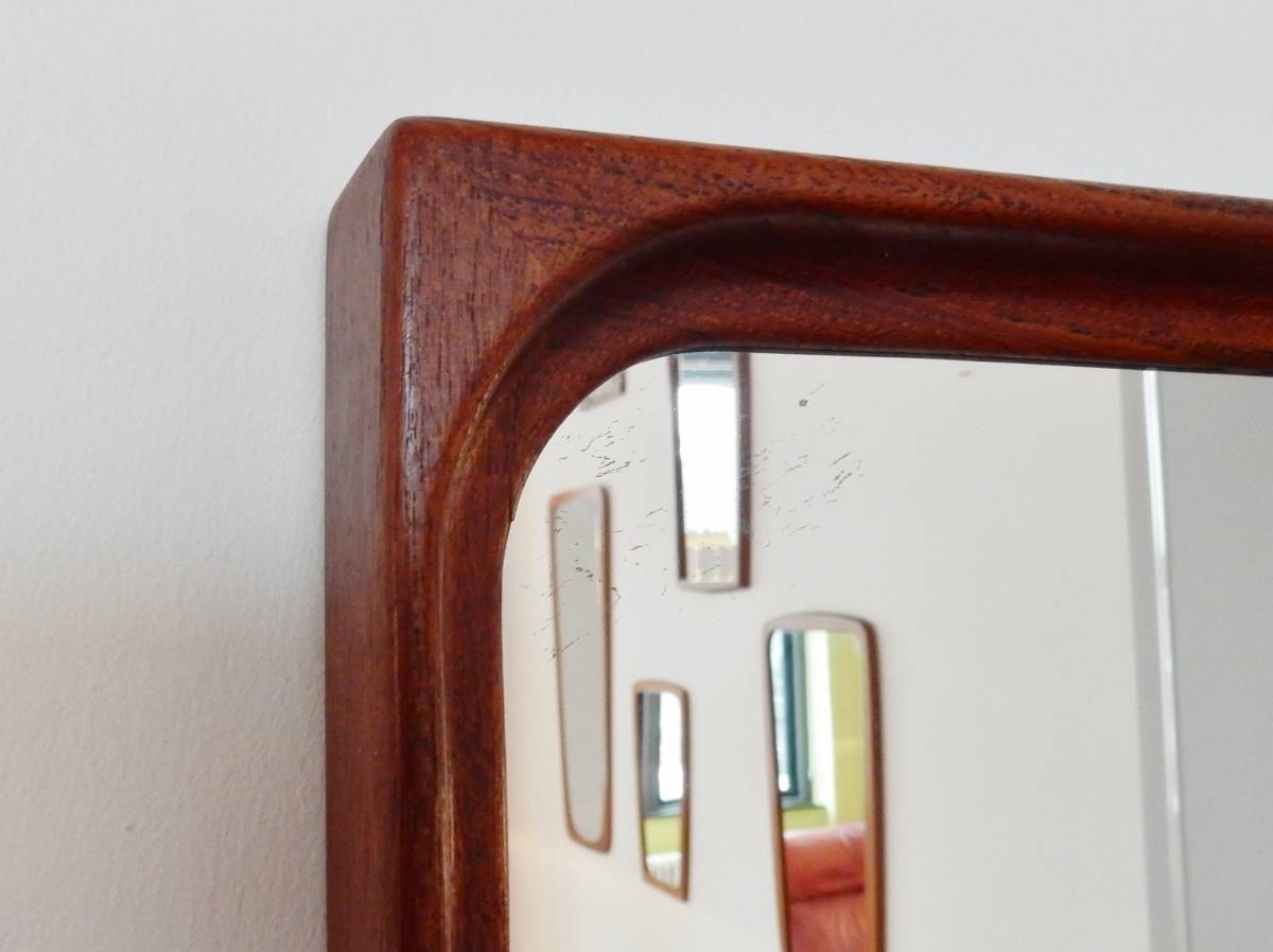 Large Danish mirror in wooden frame