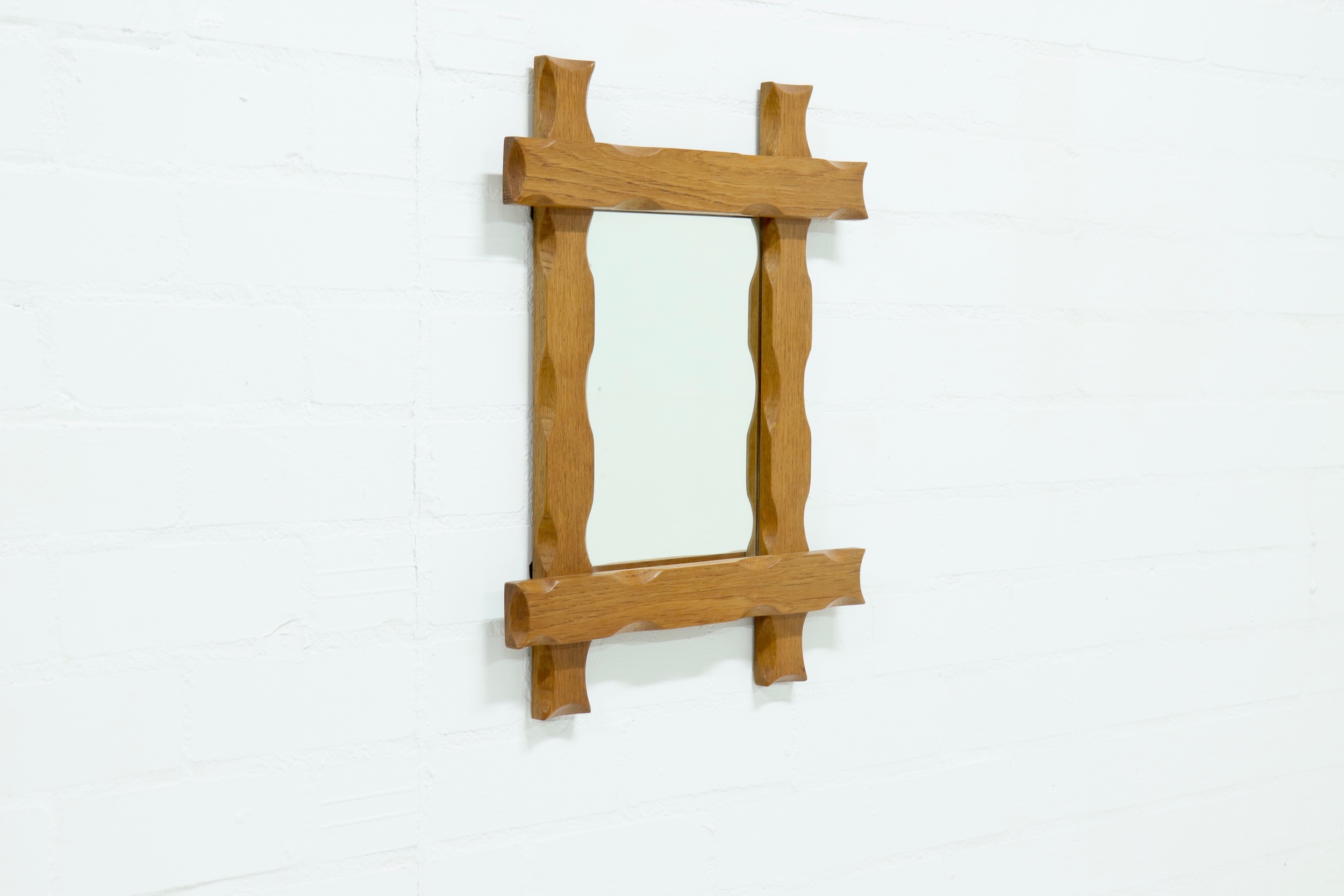 Brutalist Style Oak Mirror 1970s