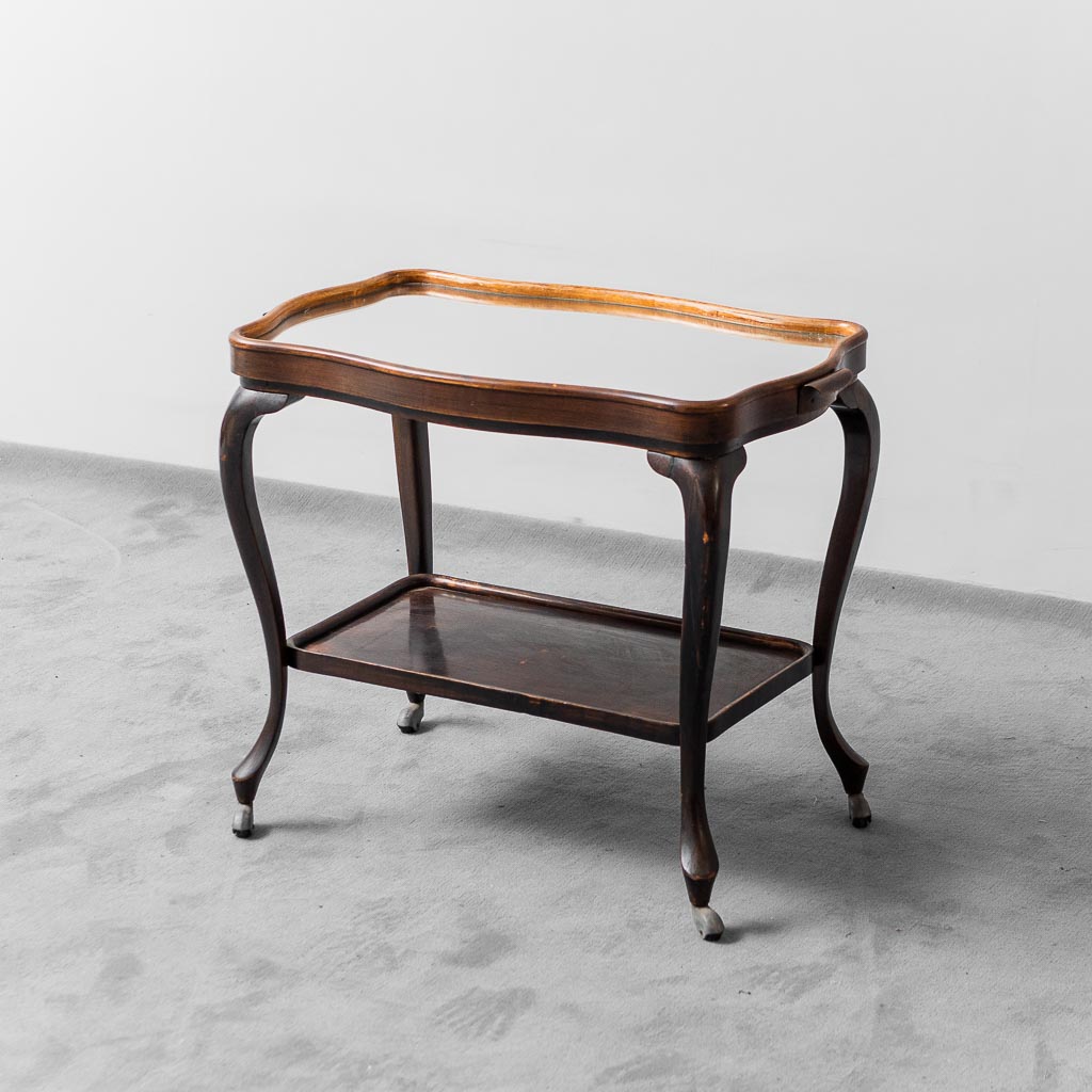 Vintage trolley with wood and glass shelves