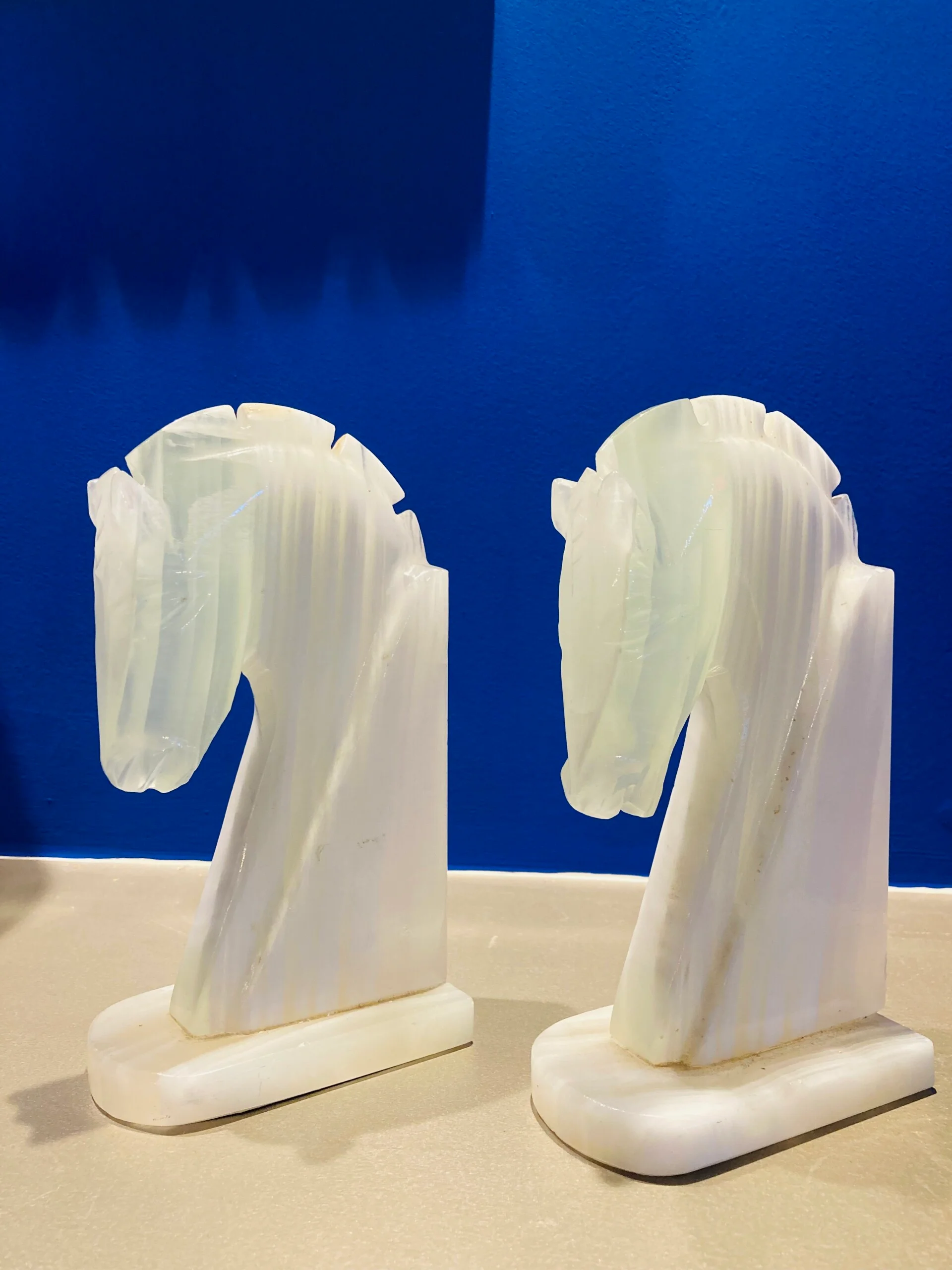 Vintage Onyx Horse Head Bookends