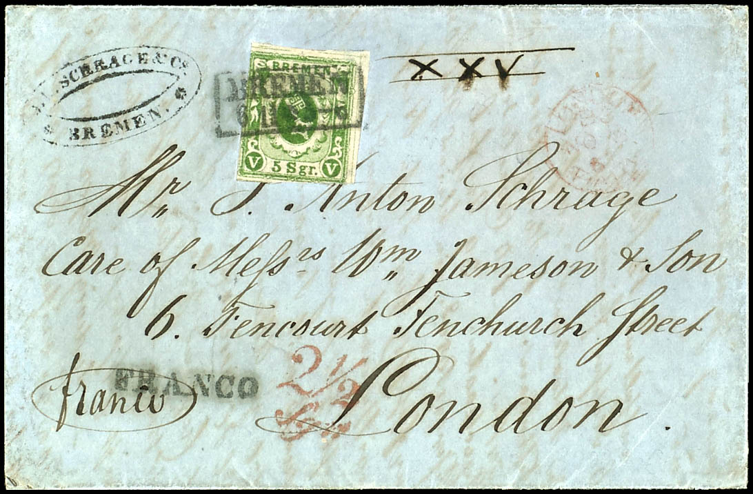 5 Silbergroschen Moss Green Stamp