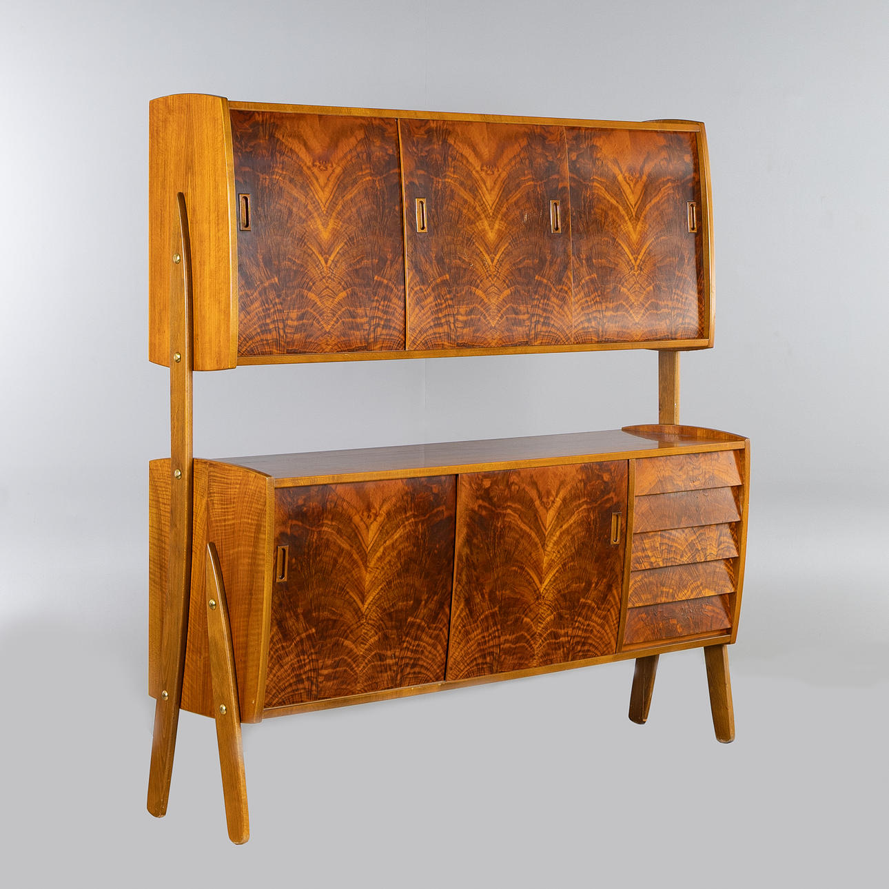 Walnut Veneer Wall Unit