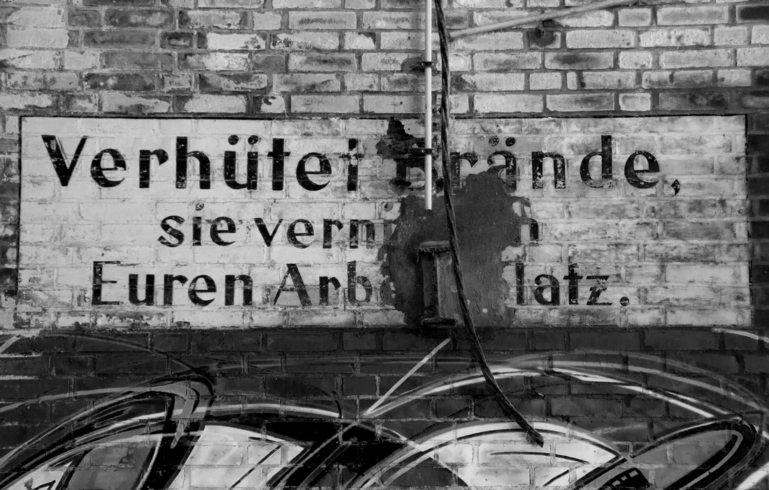 'Verhütet Brände...' Black and White Photo