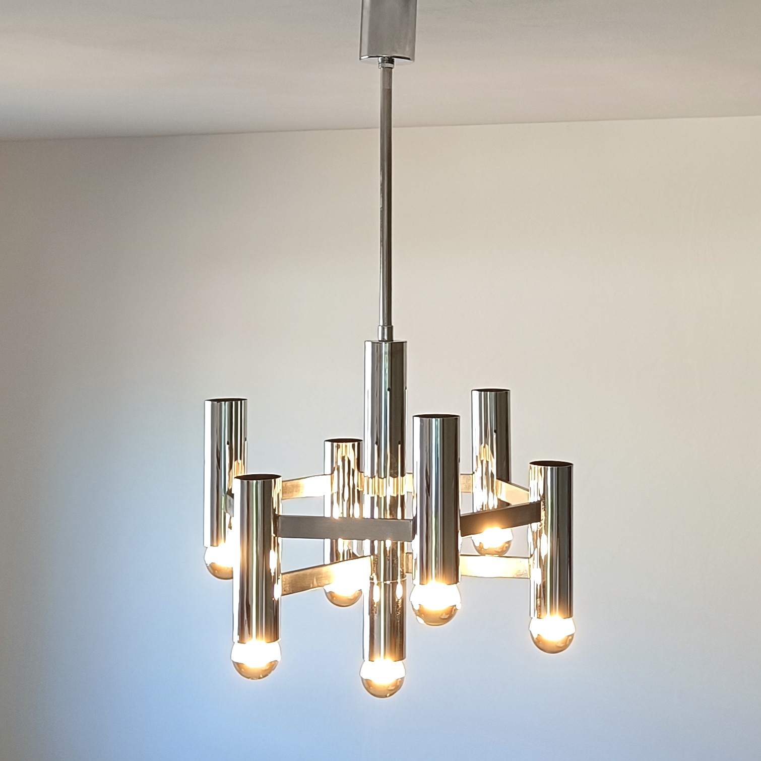 Chrome 7-Light Chandelier by Sciolari for Boulanger