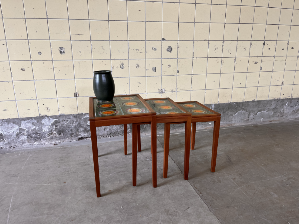 Danish Nesting Tables with Ceramic Inlay