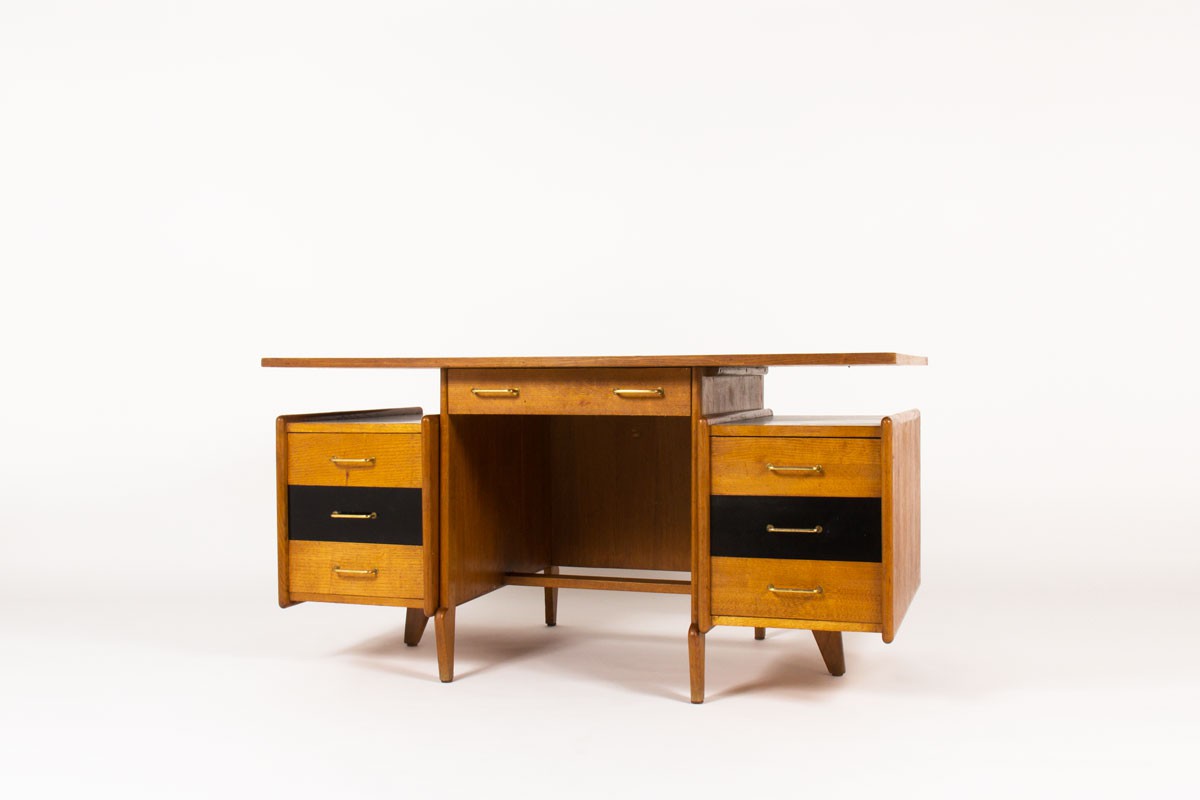 Oak and Black Laminate Desk