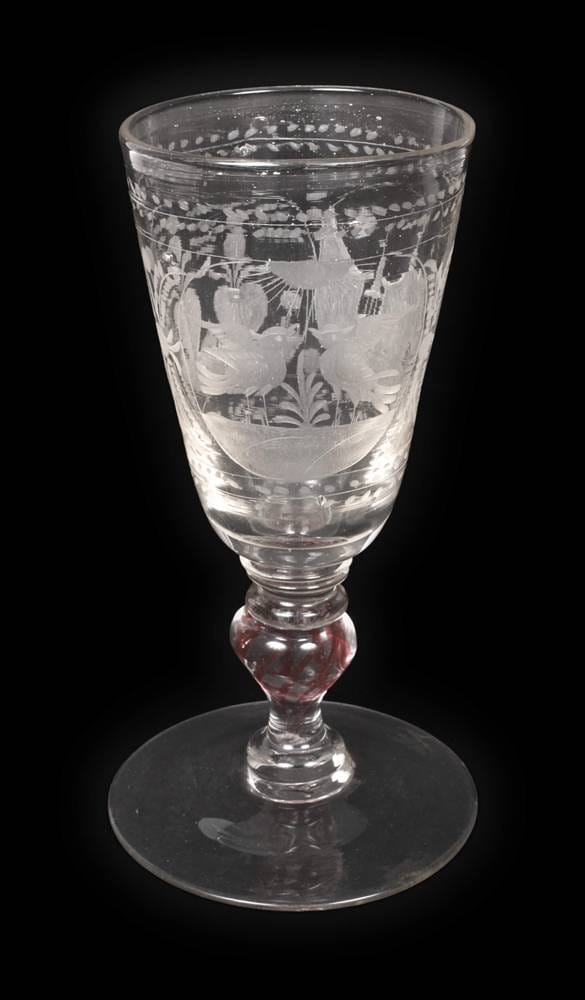 Baroque Wedding Wine Glass with Red Thread