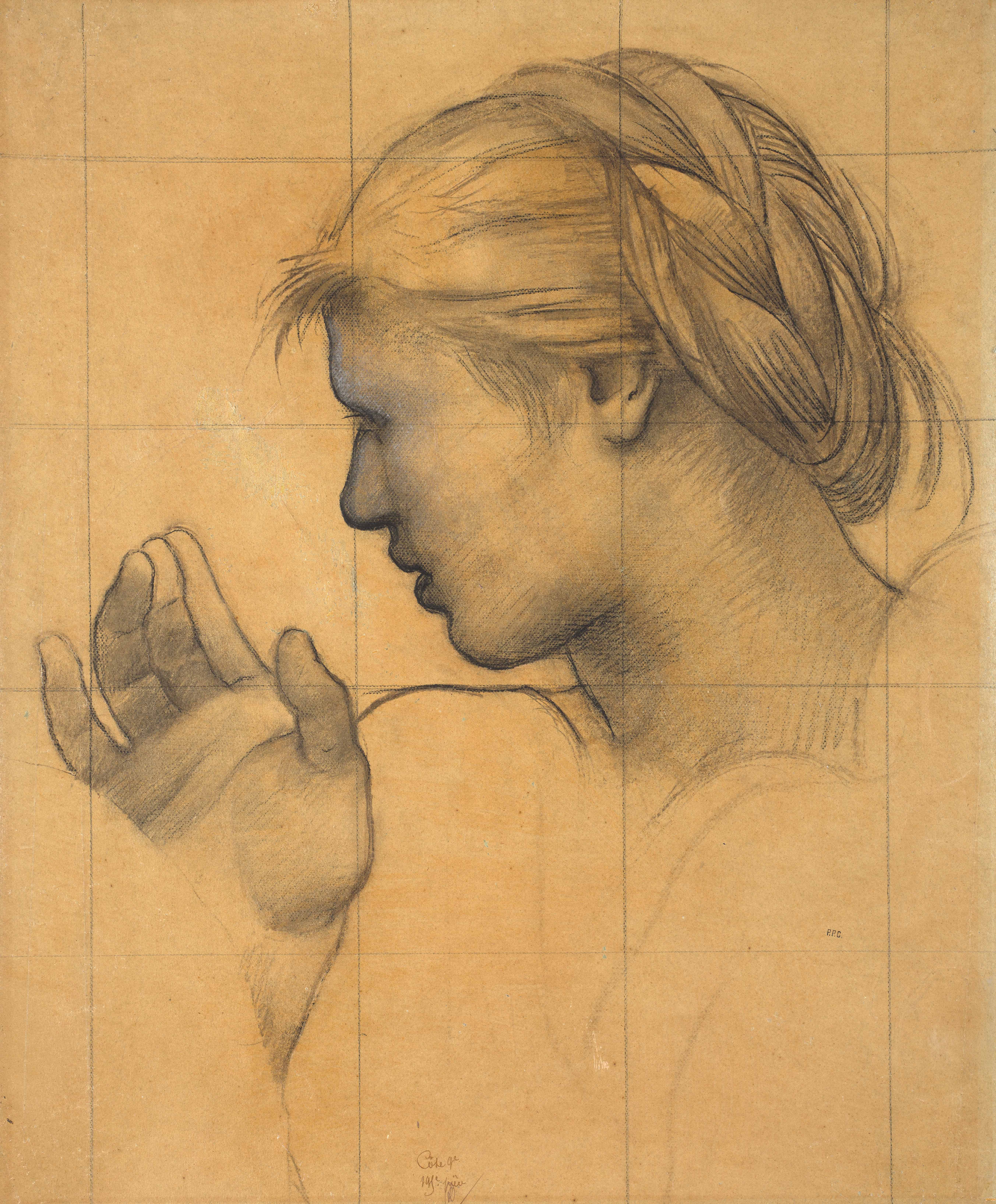 Head and Hand Study for Saint Genevieve
