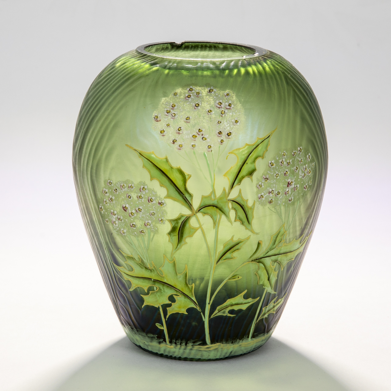 Jugendstil Vase with Polychrome Enamel Decor