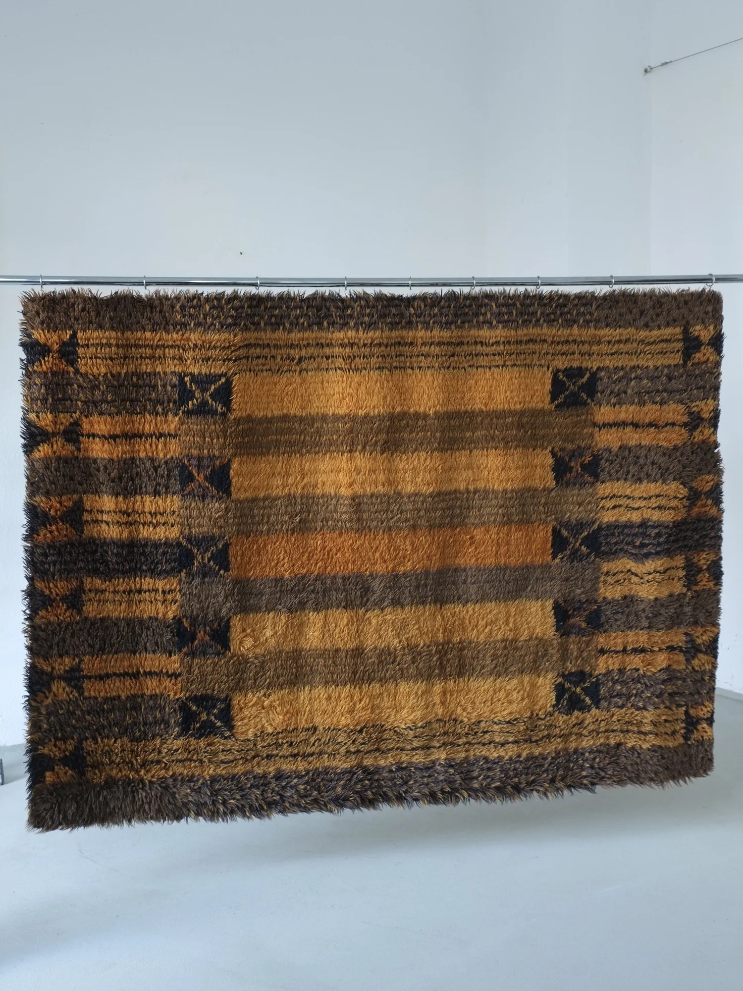 Large Scandinavian Wool Rya Rug