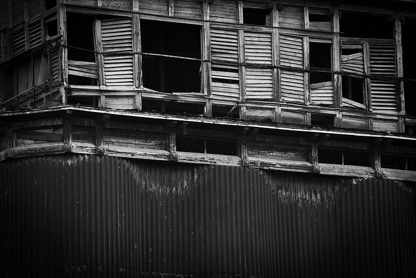 Old Sluice Black and White Photograph