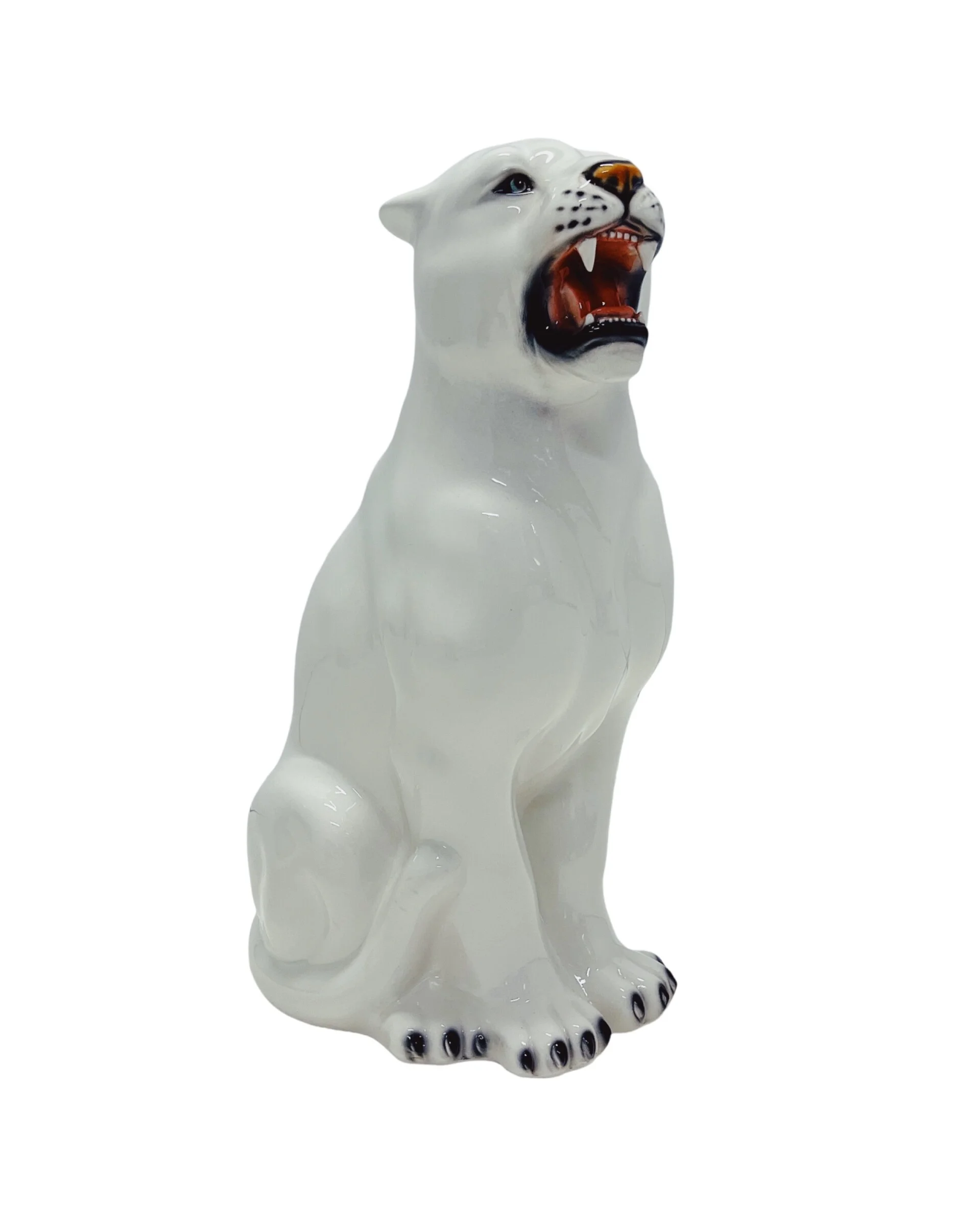 White Ceramic Panther Sculpture