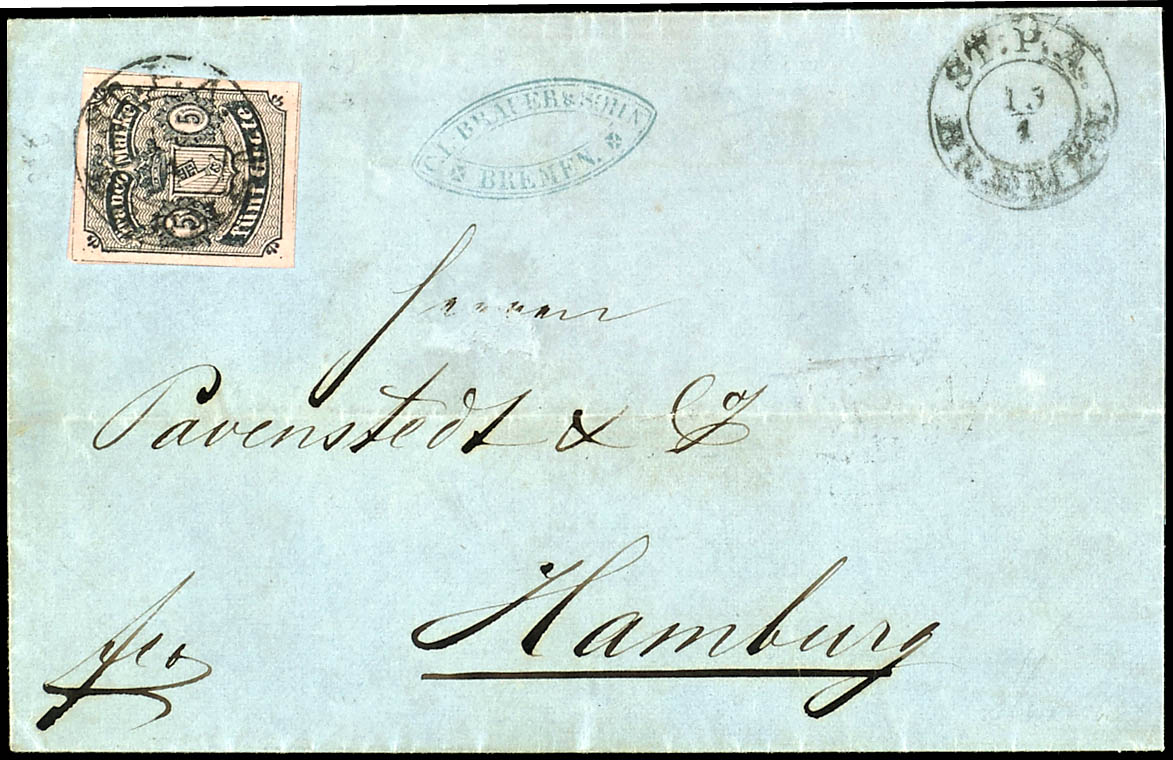 5 Grote Stamp on Folded Letter