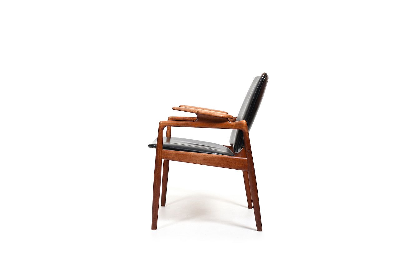 Teak Leather Armchair
