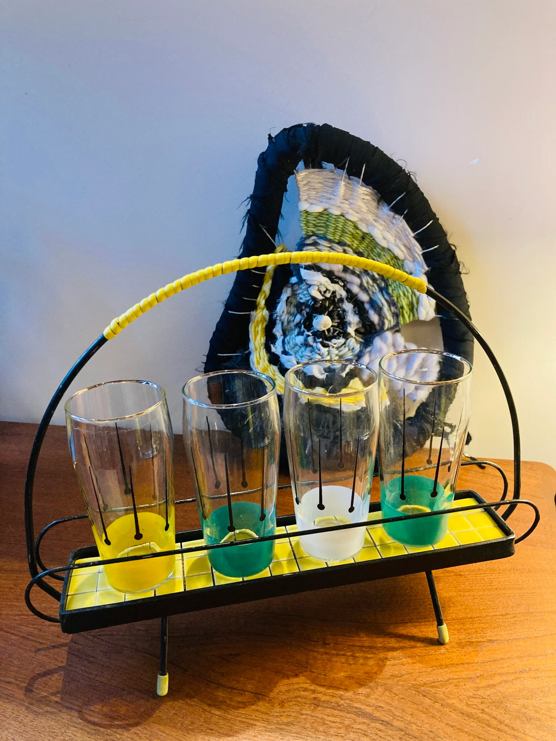 Vintage Glass Rack with Glass Set