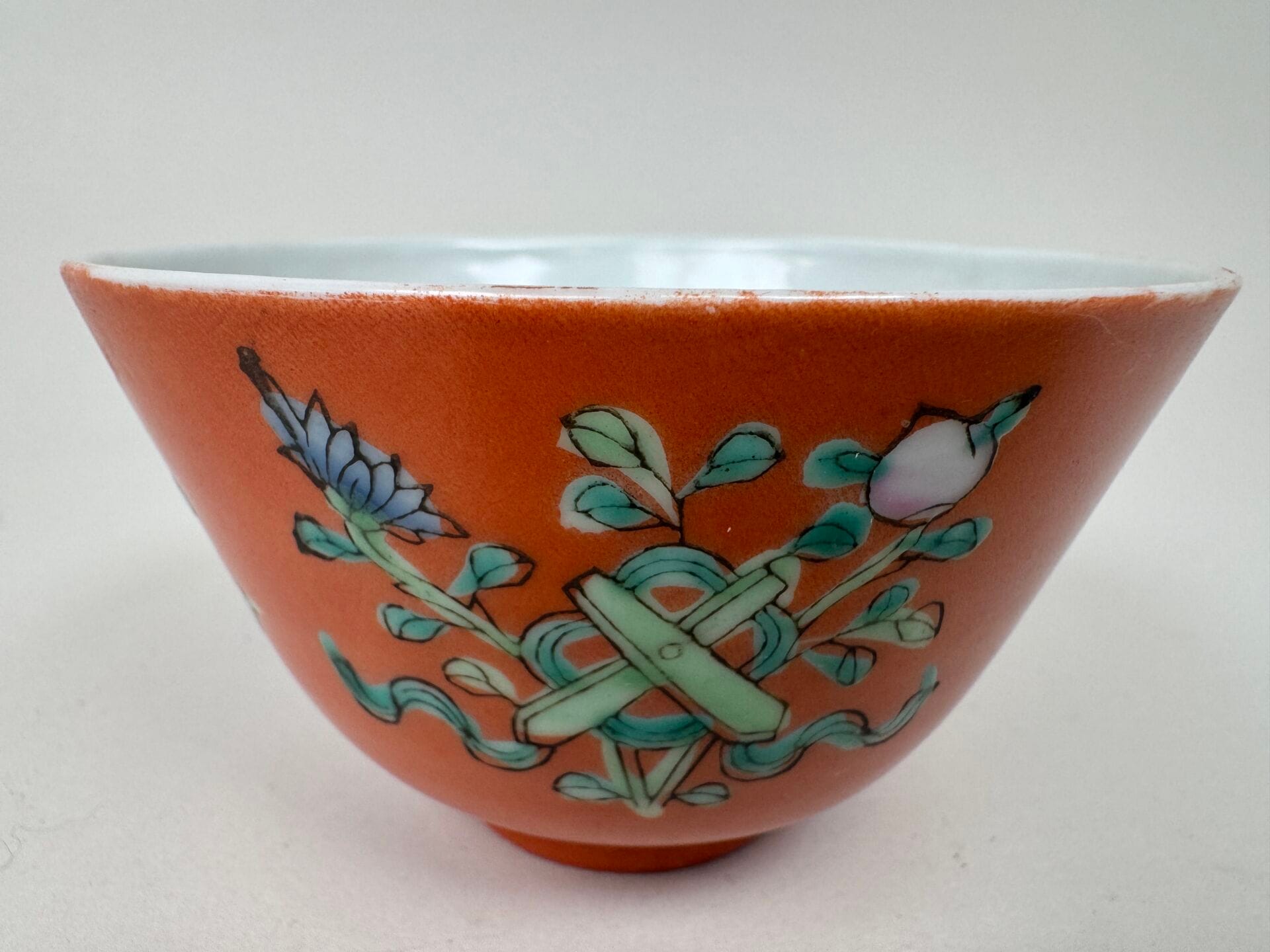 Polychrome Porcelain Bowl with Floral Decor