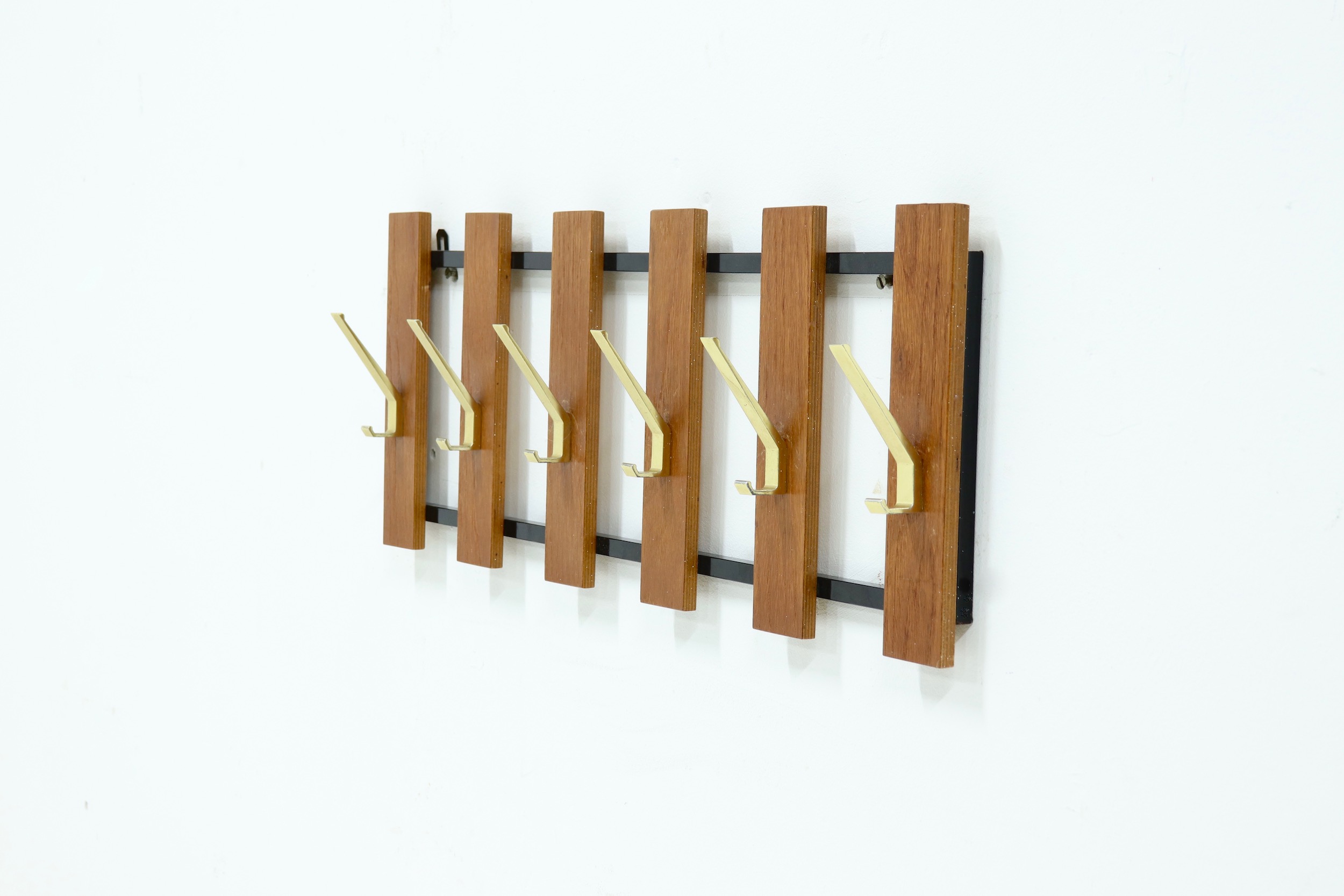 Teak and Steel Coat Rack