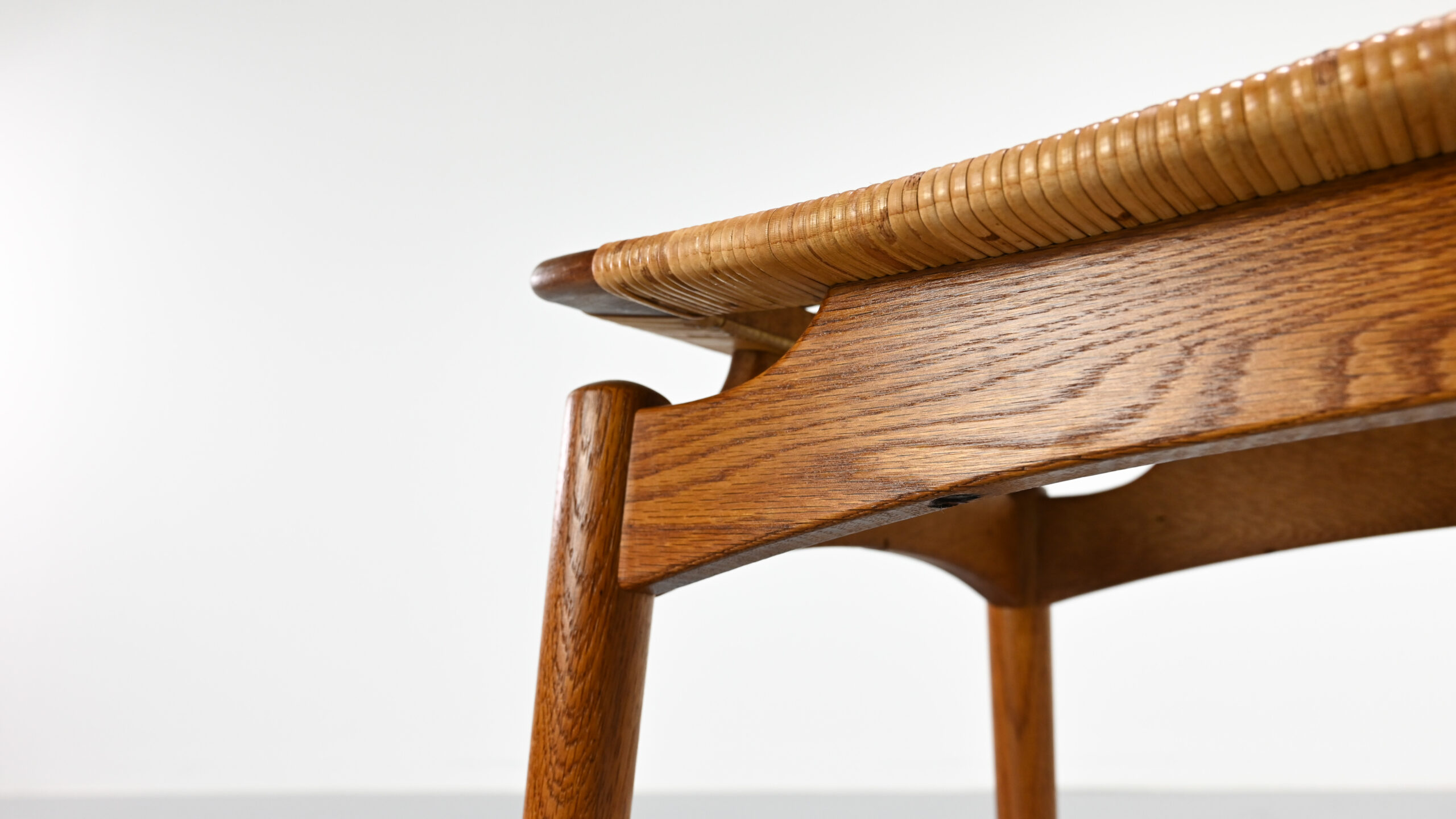 Pair of Oak and Cane Stools