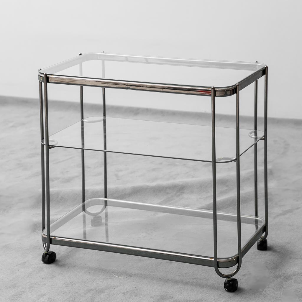 Vintage Metal and Glass Serving Cart